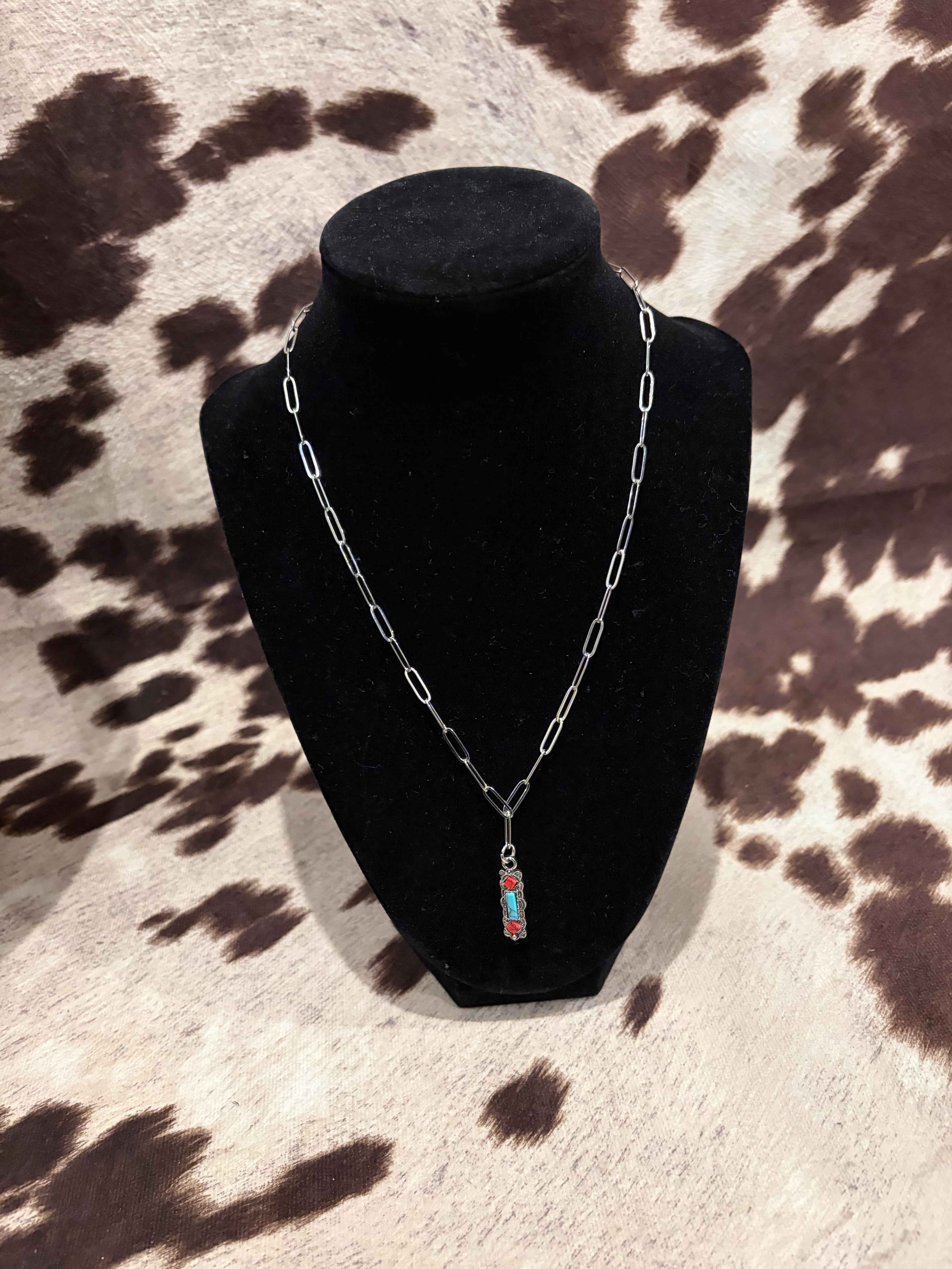 Red and turquoise