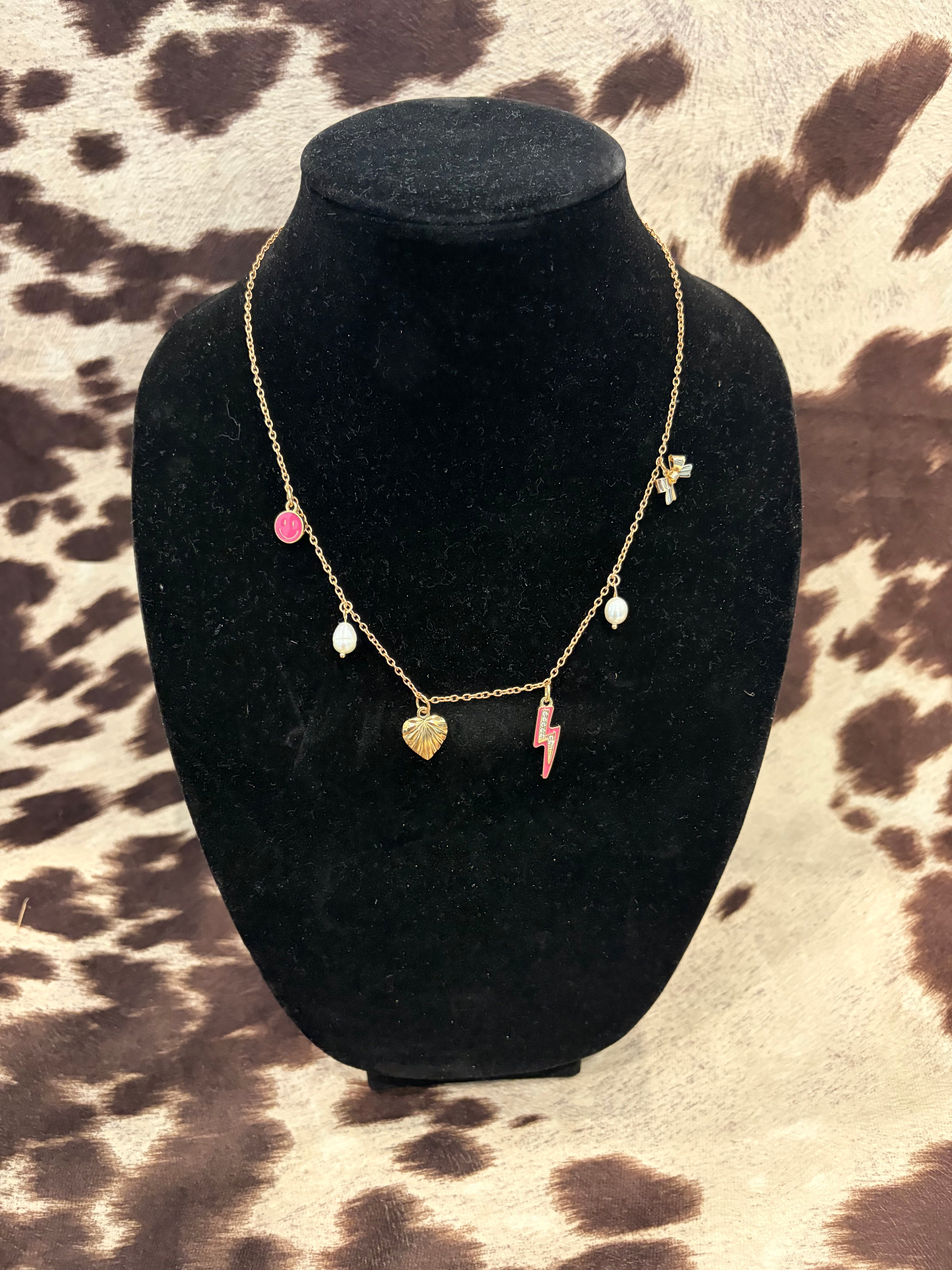 Gold pink charm